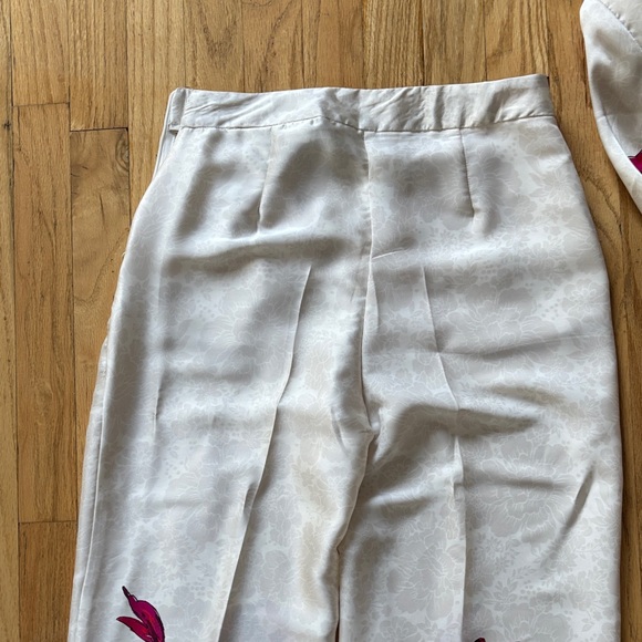 Zara floral satin effect open blazer and pants - Picture 10 of 14